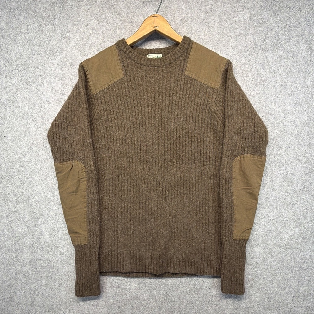 LL Bean Commando Sweater Mens Large Tall Lambswool Ribbed Brown
